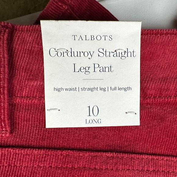Talbots Pants Womens 10L Red Corduroy Straight High Waist Preppy Career Holiday - Picture 8 of 14
